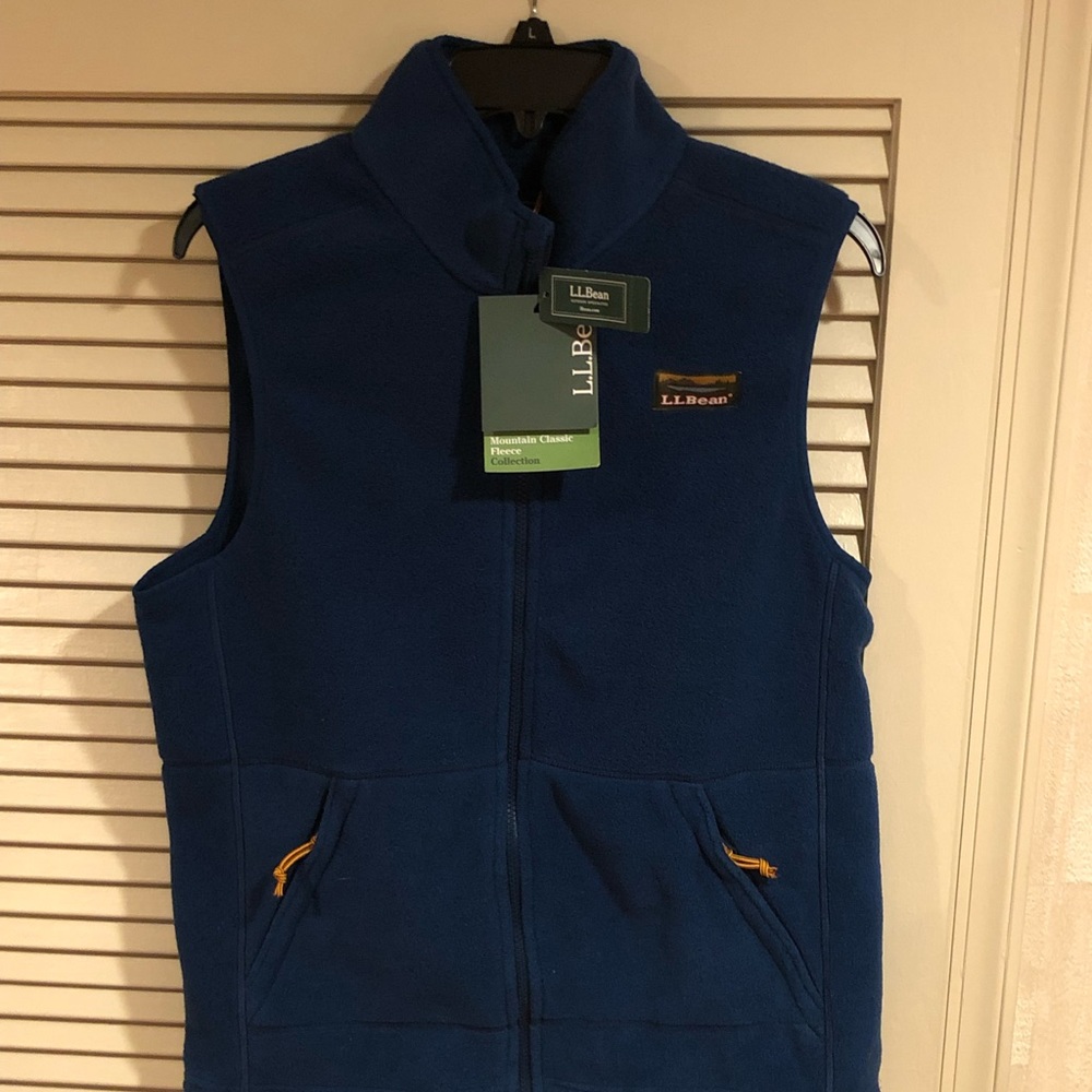 L.L. Bean Moutain Pile Fleece Vest Short Sleeve Mens Small Blue